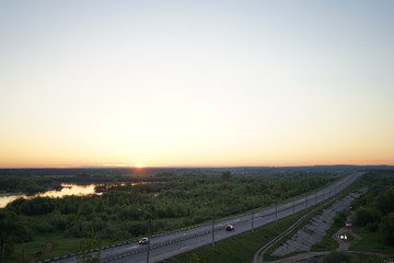 sunrise over the road