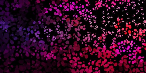 Dark purple, pink vector background with random forms.