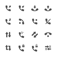 Connect and call flat icons in gray