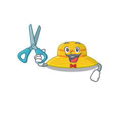Summer hat cartoon character design as talented barber