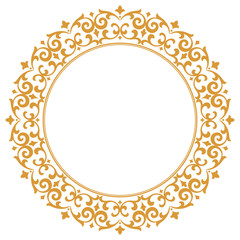 Decorative frame Elegant vector element for design in Eastern style, place for text. Floral golden border. Lace illustration for invitations and greeting cards.