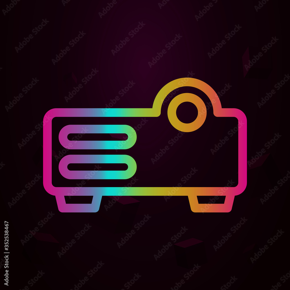 Poster multimedia projector, theatre nolan icon simple thin line, outline vector of theater icons for ui an