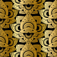 Shiny floral seamless pattern design golden ornate