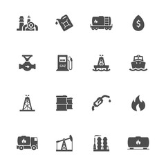 Oil industry flat icons in gray