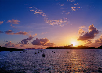 Fototapeta na wymiar Sunset from the Caribbean Island of St John in the US Virgin Islands