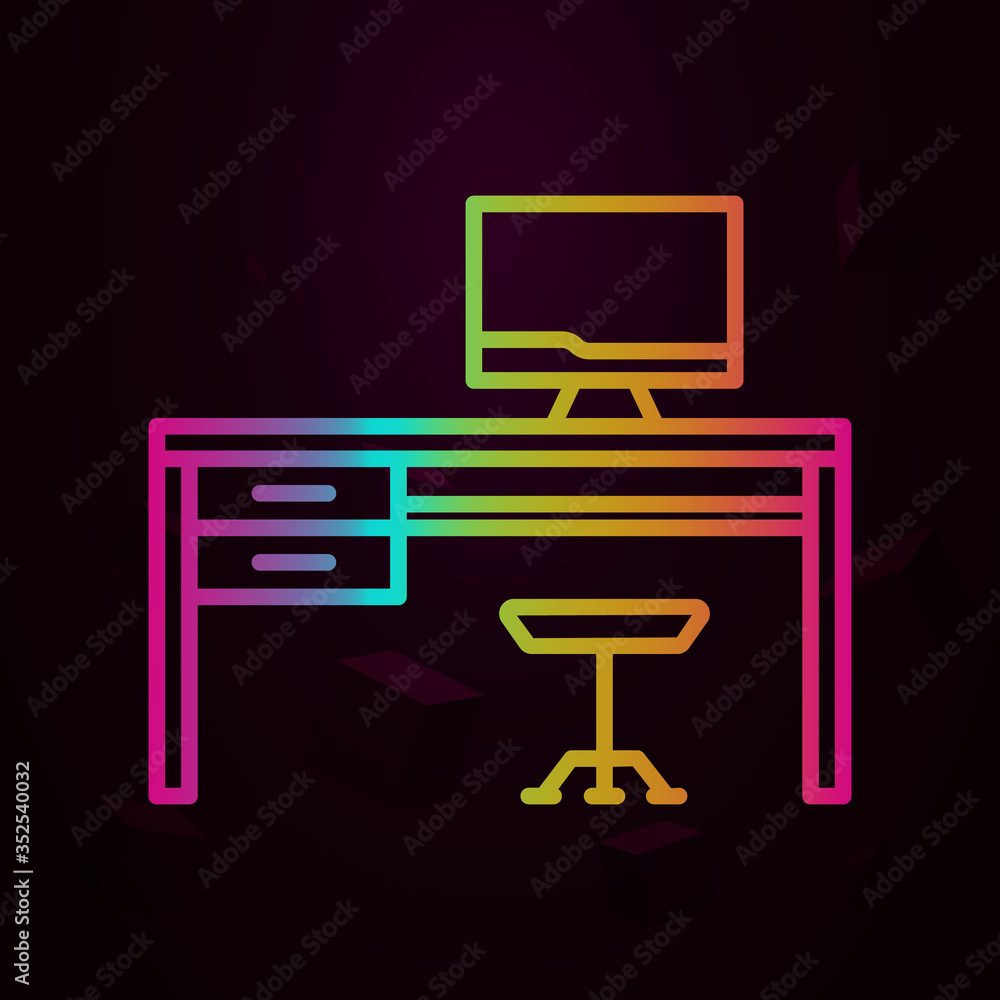 Aufkleber workplace, work table nolan icon simple thin line, outline vector of workplace icons for ui and ux, 