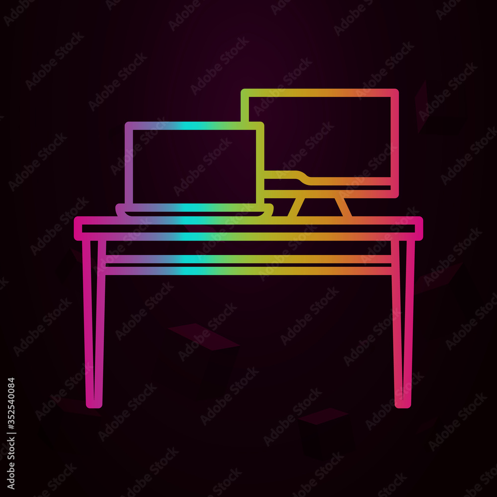 Poster workplace, work table nolan icon simple thin line, outline vector of workplace icons for ui and ux, 