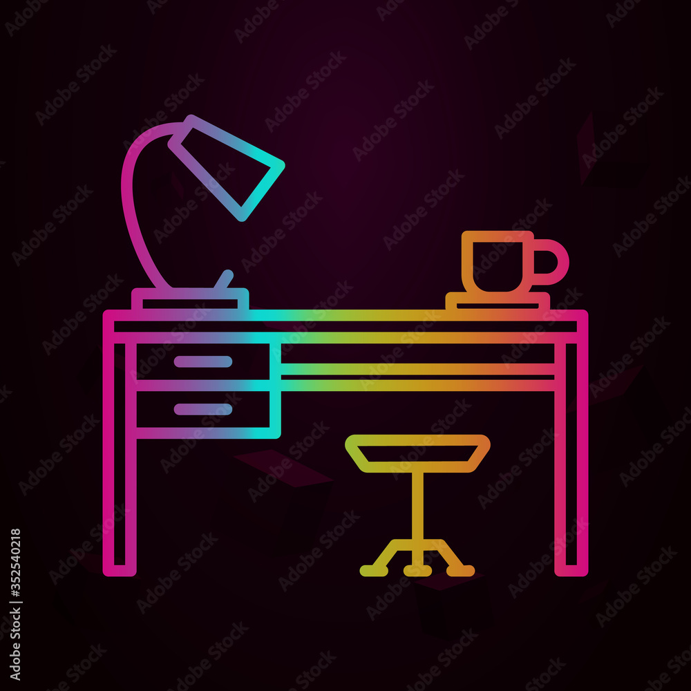 Poster workplace, work table nolan icon simple thin line, outline vector of workplace icons for ui and ux, 