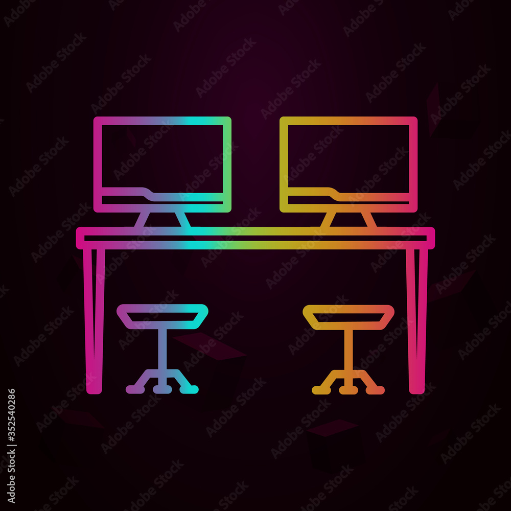 Poster workplace, work table nolan icon simple thin line, outline vector of workplace icons for ui and ux, 