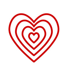 Red heart love and romantic symbol for Valentine Day holiday greeting card, banner or posted on white, stock vector illustration