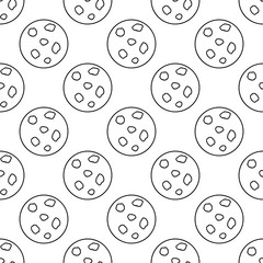 Seamless pattern made from doodle full moon. Isolated on white background. Vector stock illustration.