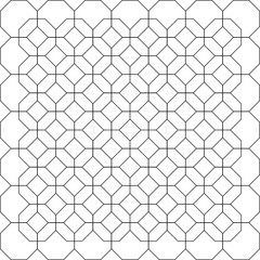 Black and White Pattern, Line Art, Octogonal Tiles