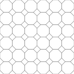 Octogonal Pattern, Tile, Black and White, Line Art