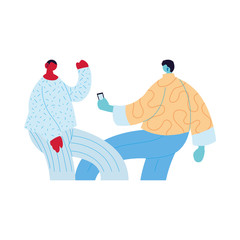 Men cartoons with smartphone vector design