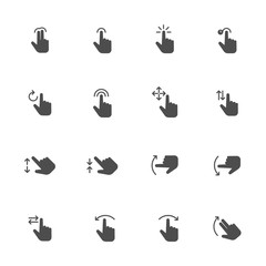 Touch screen flat icons in gray