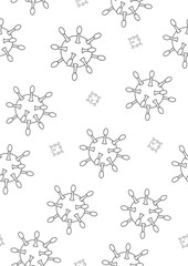 Seamless pattern with coronovirus or infection as conti stress coloring book, outline vector stock illustration or random texture with flu and or bacteria for design