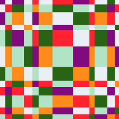 Bright, contrasting, multi-color background with squares. Seamless texture.