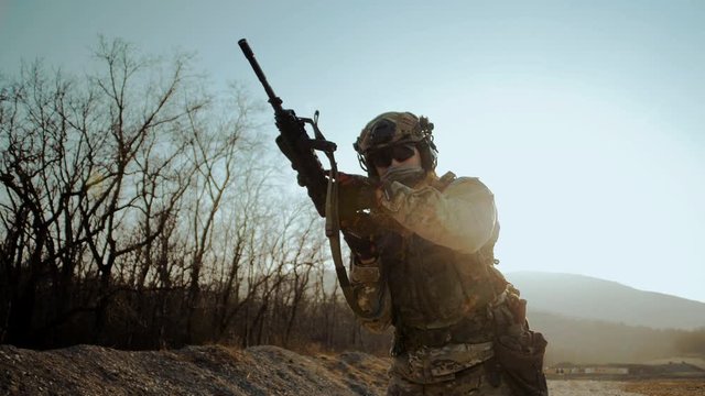 Marine Corps tactically reloads desert assault rifle