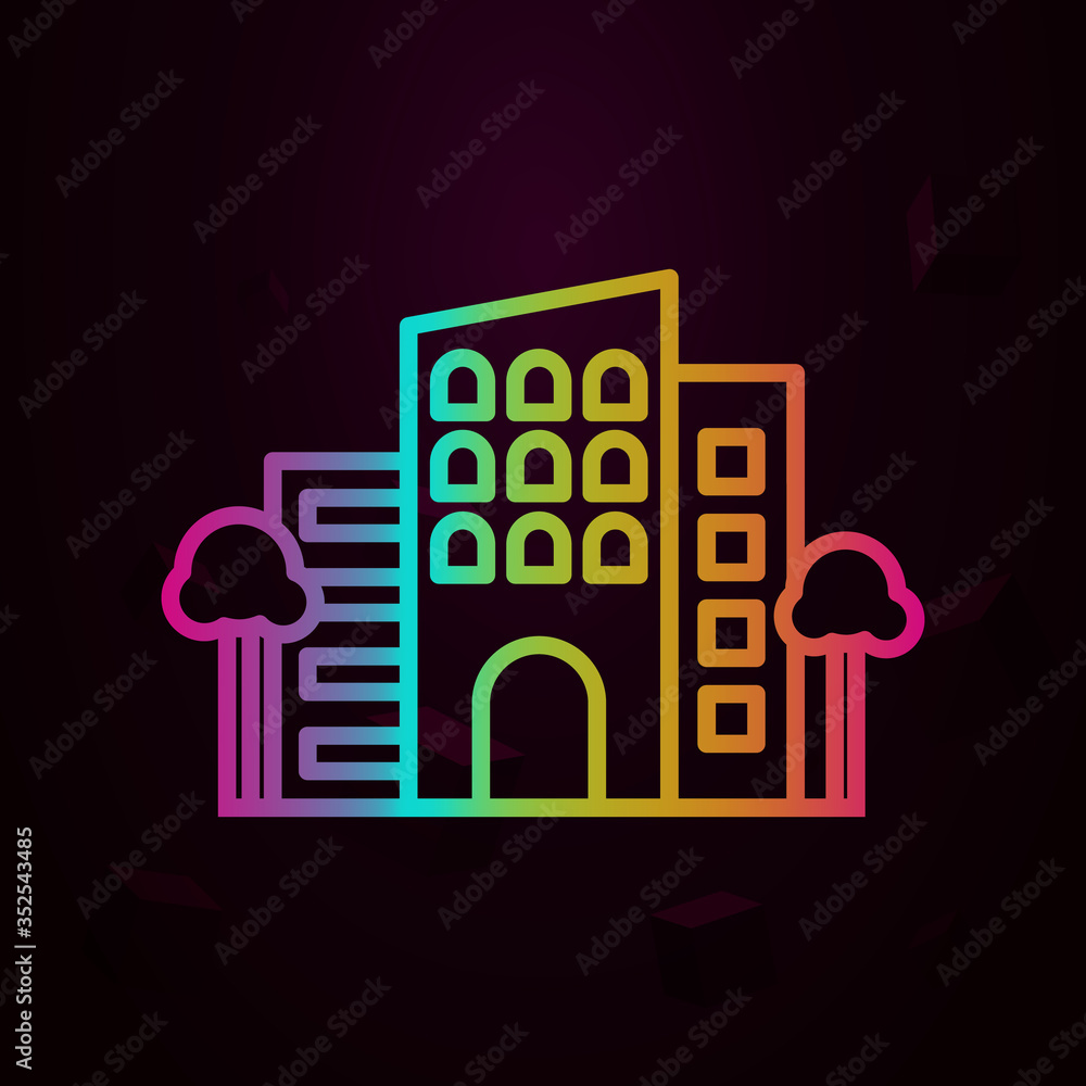 Poster workplace, office building nolan icon simple thin line, outline vector of workplace icons for ui and