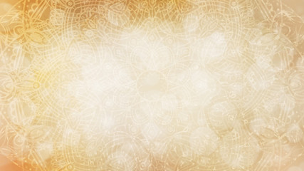 Soft pastel earthy, organic, golden yellow beige textured bokeh background with mandala