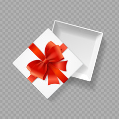 Realistic Detailed 3d White Present Box. Vector