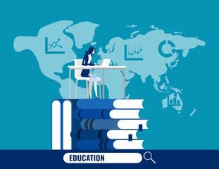 Online Education training course. Internet studying concept, Flat vector illustration style