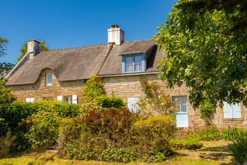 Brittany, Ile aux Moines island in the Morbihan gulf, beautiful house with a slate roof
