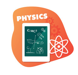 Vector illustration of Online Education tools on Physics
