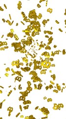 Digital currency symbol Bitcoin on a white background. Fall of bitcoin. crypto currency graph on virtual screen. Business, Finance and technology concept. 3D illustration