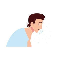 Man with dry cough feeling sick vector design