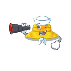 A cartoon picture of summer hat Sailor using binocular