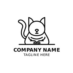 Animal Cat monoline out line simple flat minimalist logo design