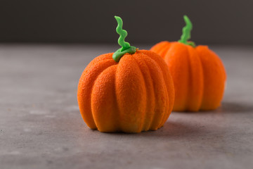 Autumn pumpkin sweet dessert. Stone background