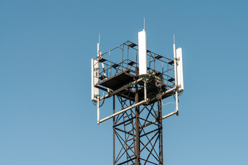 telecommunications equipment on the stadium lighting tower