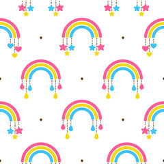 Seamless pattern with rainbows - kawaii background for kids textile design