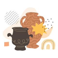 Two Pots Abstract Composition