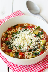 Italian minestrone soup. National cuisine. Recipe. Vegetarian food. Healthy eating. Diet.
