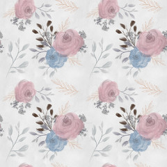 Winter Flowers Pattern Background Hand Drawn Illustration