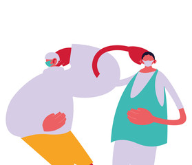 Urban men cartoons with masks and casual cloth vector design