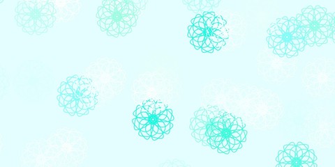 Light Green vector doodle pattern with flowers.