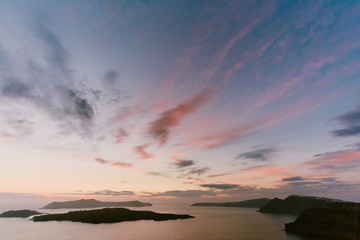 Fototapeta na wymiar Dramatic skies in Santorini, Greece