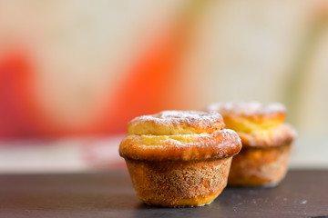 cupcake with cheese stuffing close-up on a plate