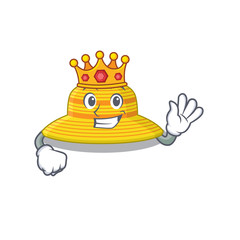 A Wise King of summer hat mascot design style with gold crown