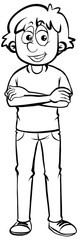 Obraz premium Doodle drawing of happy man on white background