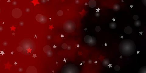 Obraz na płótnie Canvas Dark Red vector background with circles, stars. Abstract illustration with colorful shapes of circles, stars. Design for wallpaper, fabric makers.