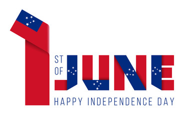 Fototapeta premium June 1 Independence Day of Samoa congratulatory design with samoan flag elements.