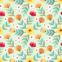 Colorful hand drawn flowers seamless pattern vector design. can use for fabric textile wallpaper.