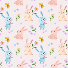 Cute rabbit seamless pattern for fabric textile wallpaper.