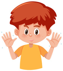 Healthy boy with clean hands