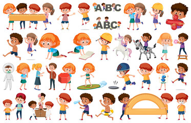 Set of children cartoon character